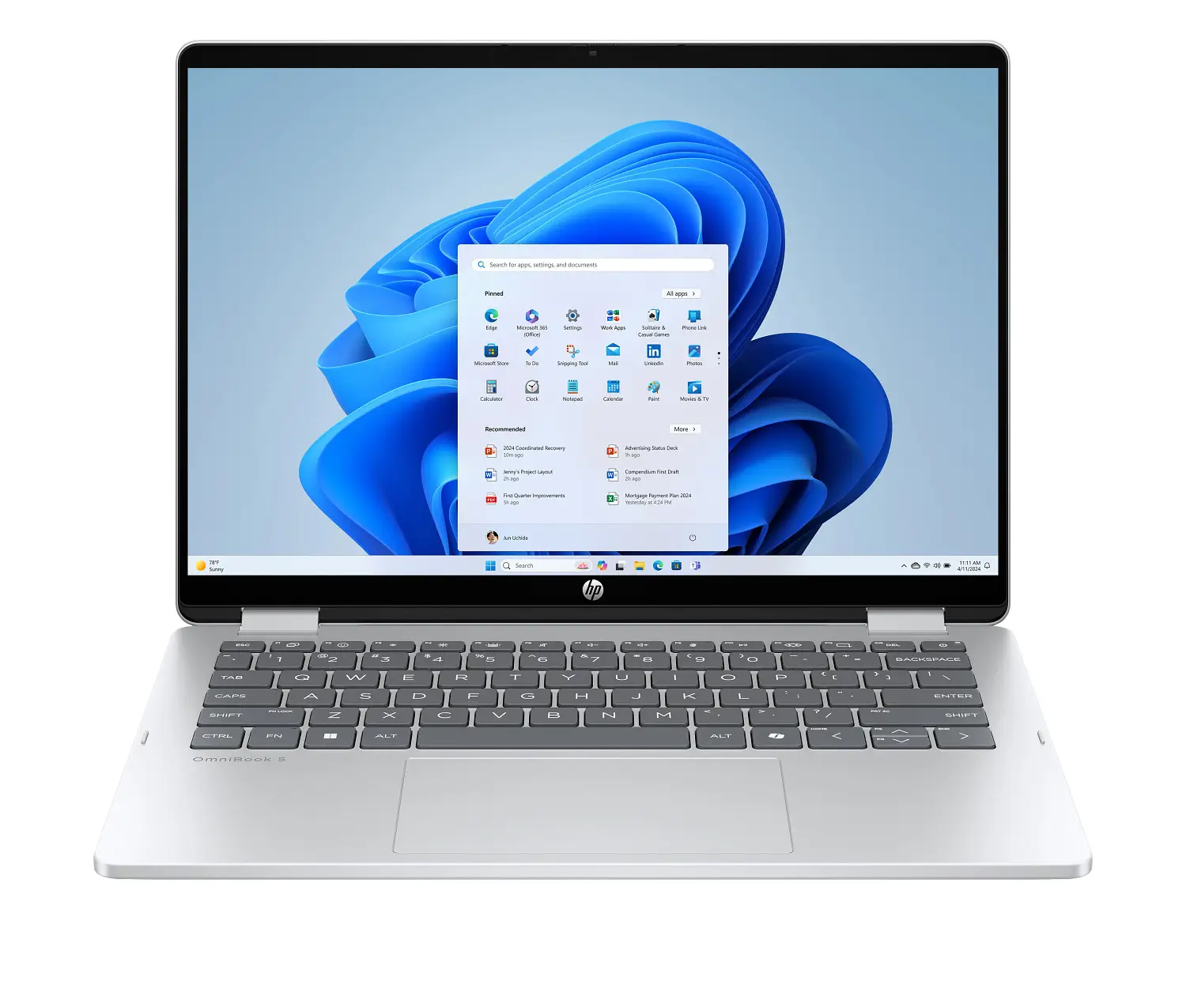 25C1_Omnibook 5 Flip_14_Glacier Silver_T_IR Cam_nonSD_nonFPR_Win11_Core Set_Front_WhiteBG_M2937363 25C1_Omnibook 5 Flip_14_Glacier Silver_T_IR Cam_nonSD_nonFPR_Win11_Core Set_Front_WhiteBG_M2937363